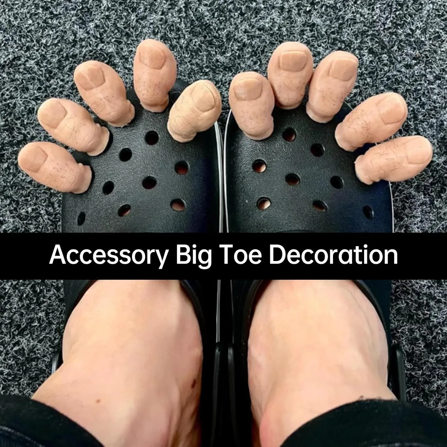 Funny Big Toe Shoe Charms, Crocodile Toe Charms, Cute Funny Realistic Toe Charms, 3D 3D Toe Crocodile Accessories for Adult Children Birthday Party Decorations(3 Furry Ones)