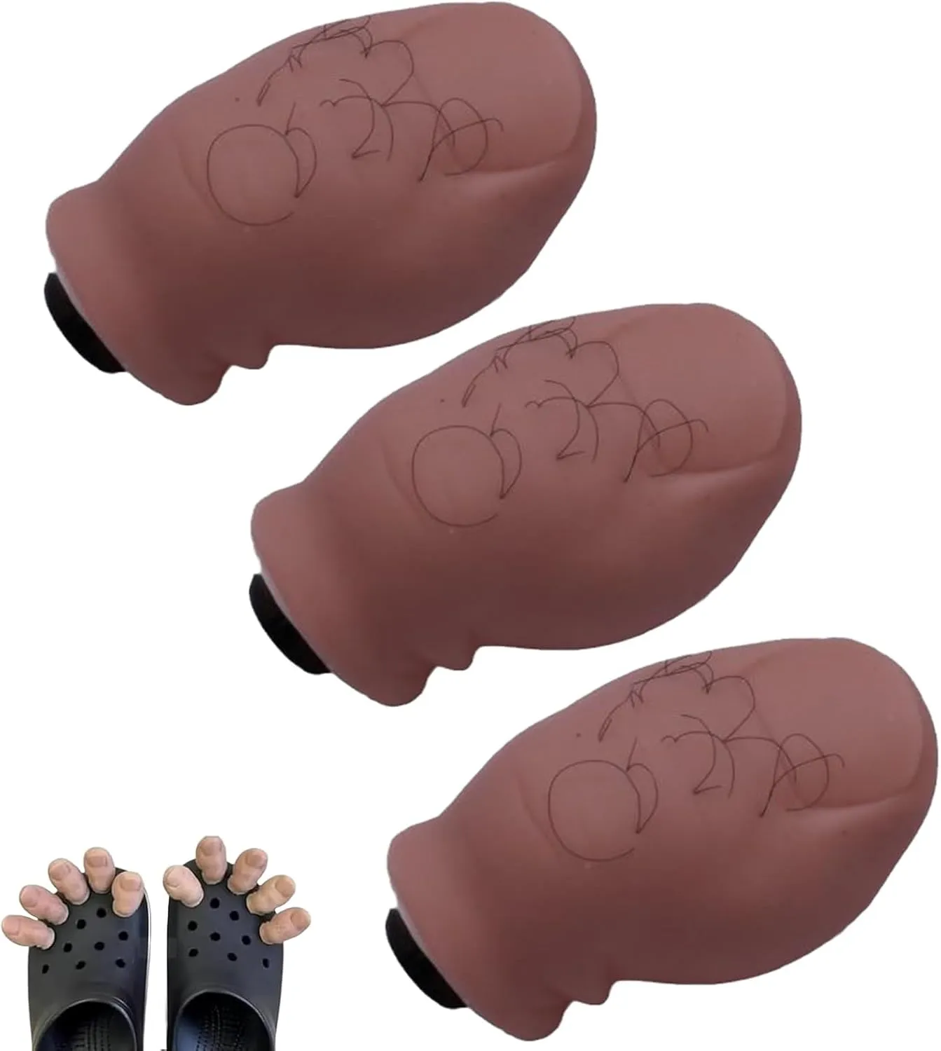 Funny Big Toe Shoe Charms, Crocodile Toe Charms, Cute Funny Realistic Toe Charms, 3D 3D Toe Crocodile Accessories for Adult Children Birthday Party Decorations(3 Furry Ones)