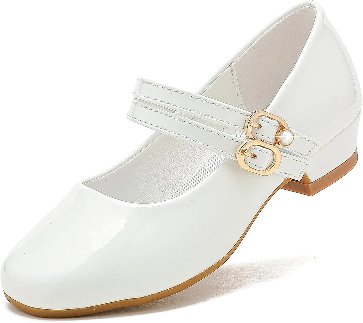 Furdeour Toddler Girls Mary Janes Shoes Low Heel Ballet Flats Wedding Party Dress Shoes for Kids