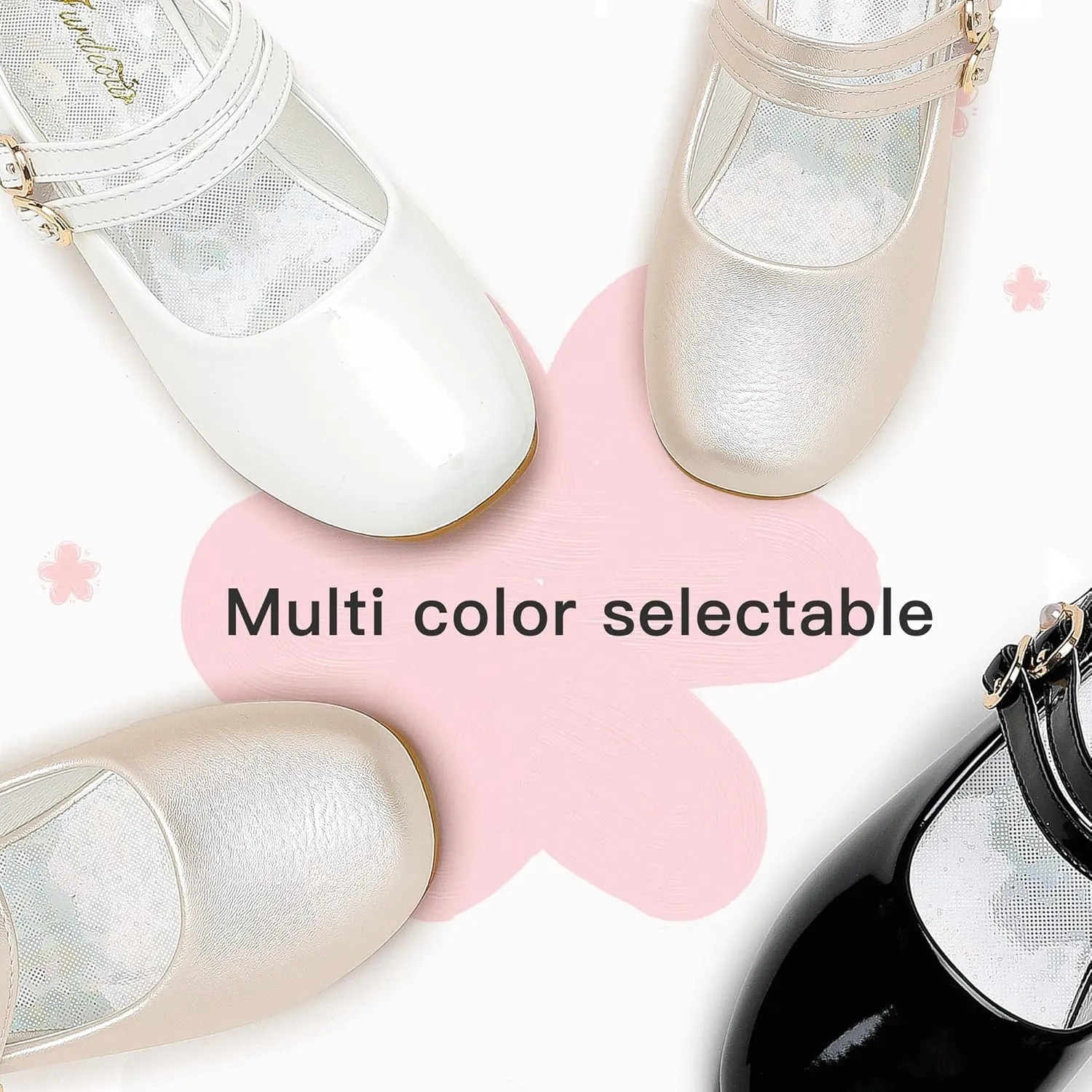 Furdeour Toddler Girls Mary Janes Shoes Low Heel Ballet Flats Wedding Party Dress Shoes for Kids