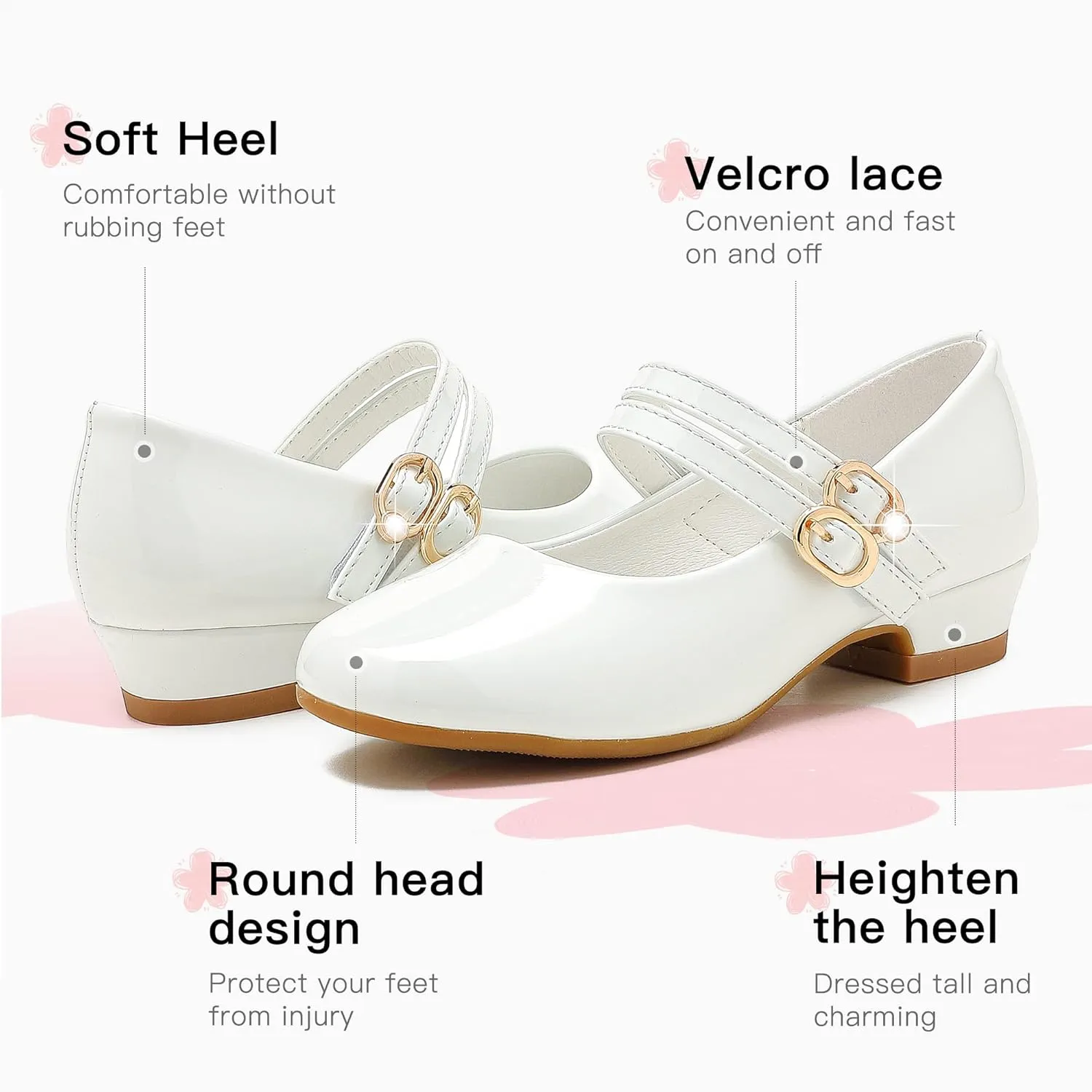 Furdeour Toddler Girls Mary Janes Shoes Low Heel Ballet Flats Wedding Party Dress Shoes for Kids