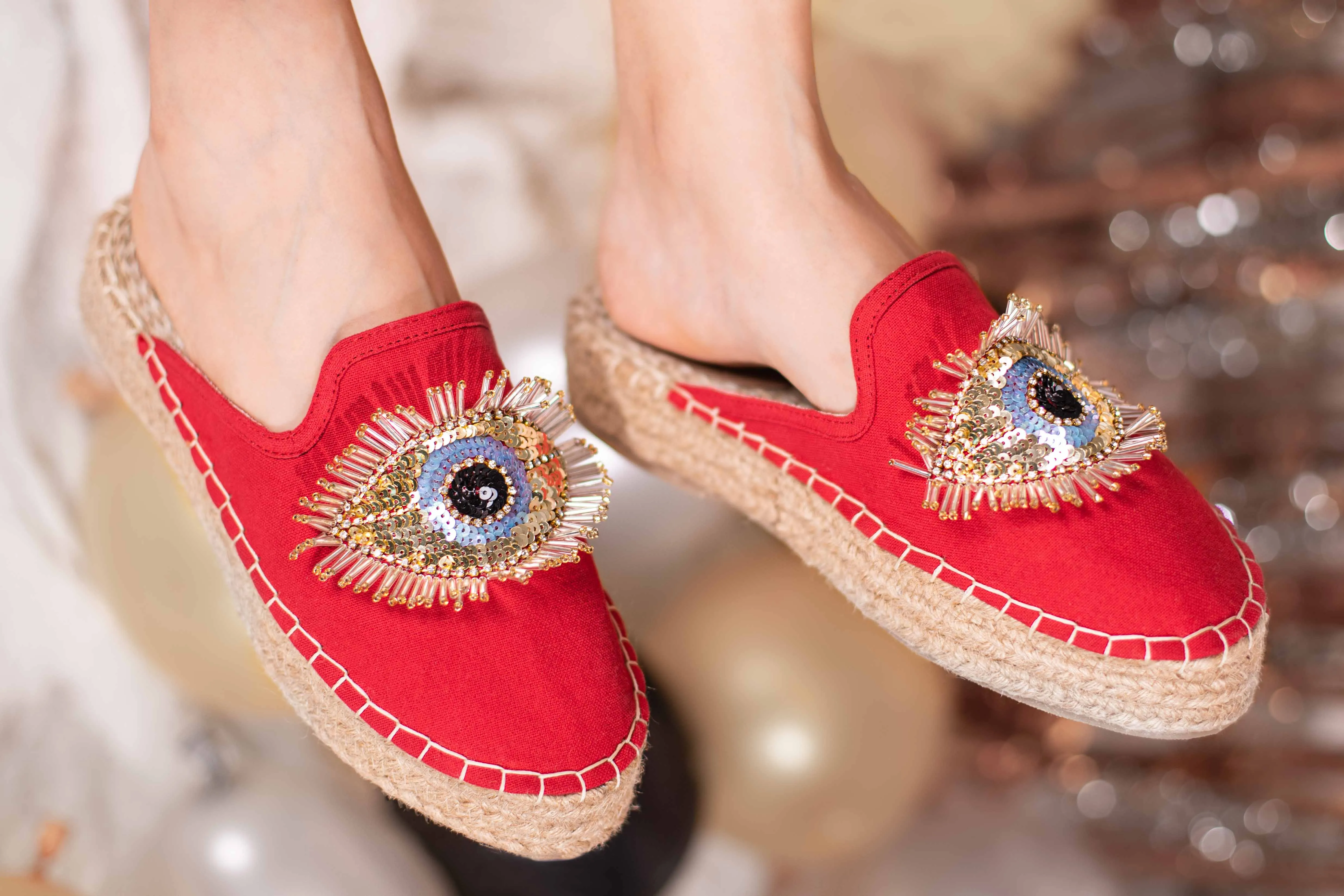 Glare Espadrilles Crimson Fancy Haut Platform