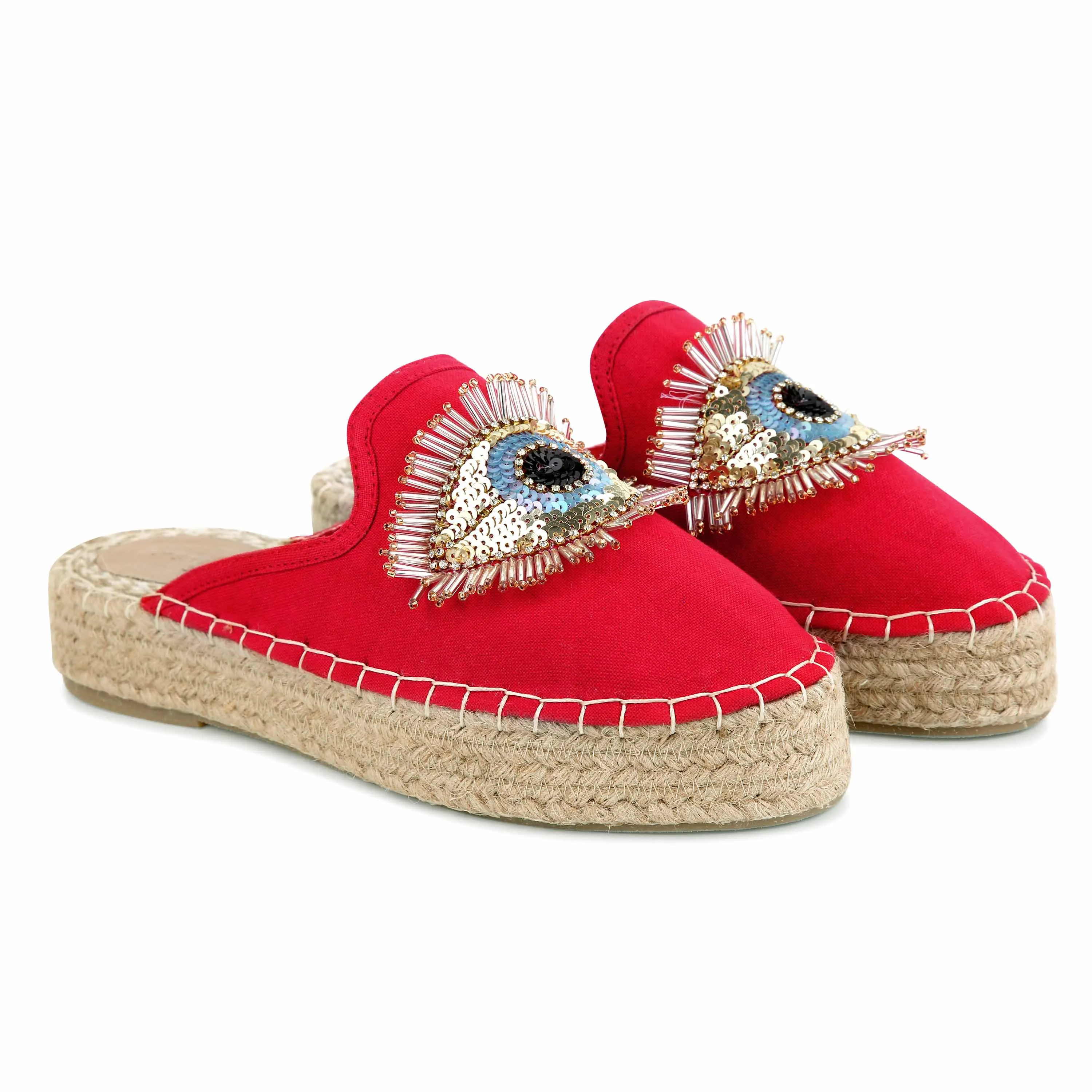 Glare Espadrilles Crimson Fancy Haut Platform