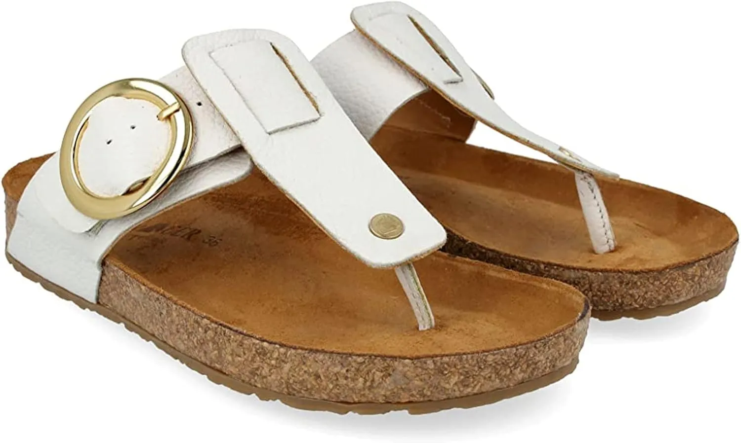 HAFLINGER Round Buckle Corinna Sandals with Rubber Sole and Cork Latex Footbed Unisex