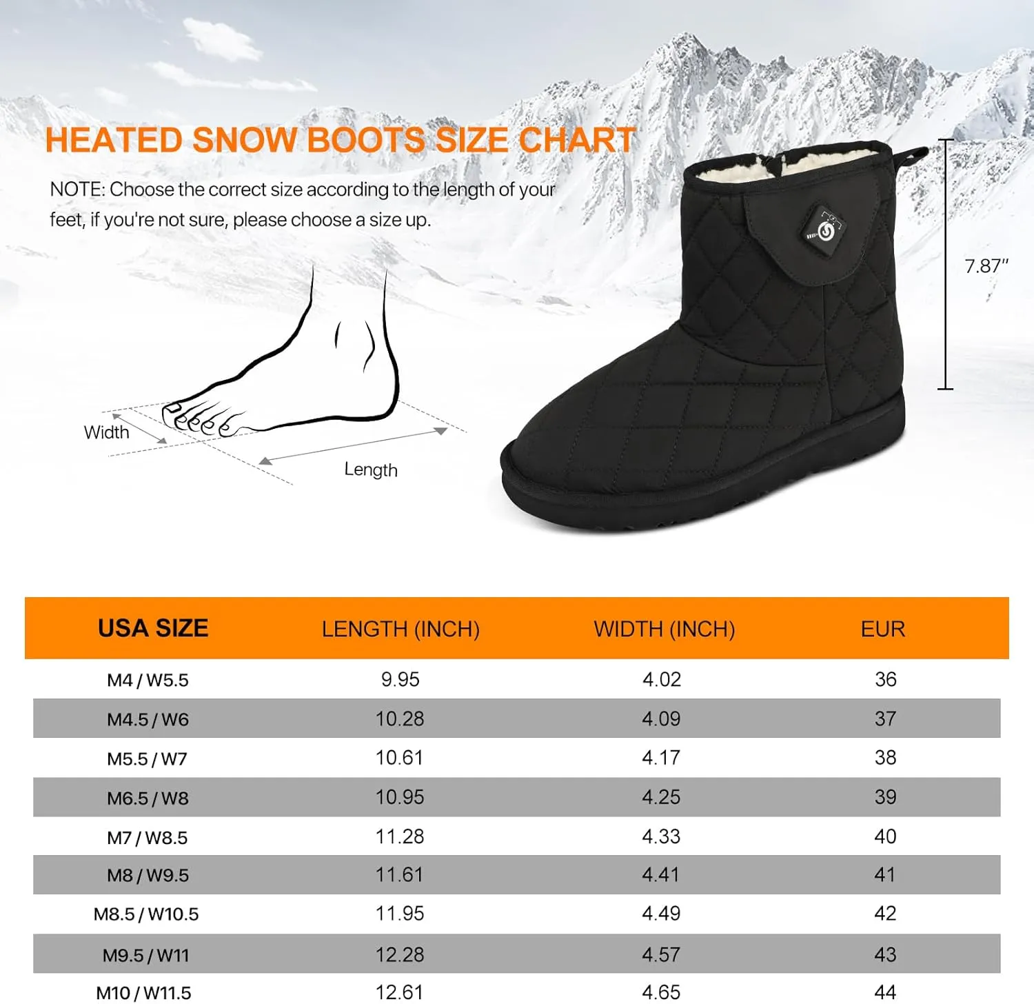 Heated Boot for Women, Heating Foot Warmer Shoes Non-Slip Snow Boots Breathable Waterproof Rechargeable Electric Heat House Slippers 7.4V Batterys Keep Feet Warm Winter Indoor Outdoor Unisex