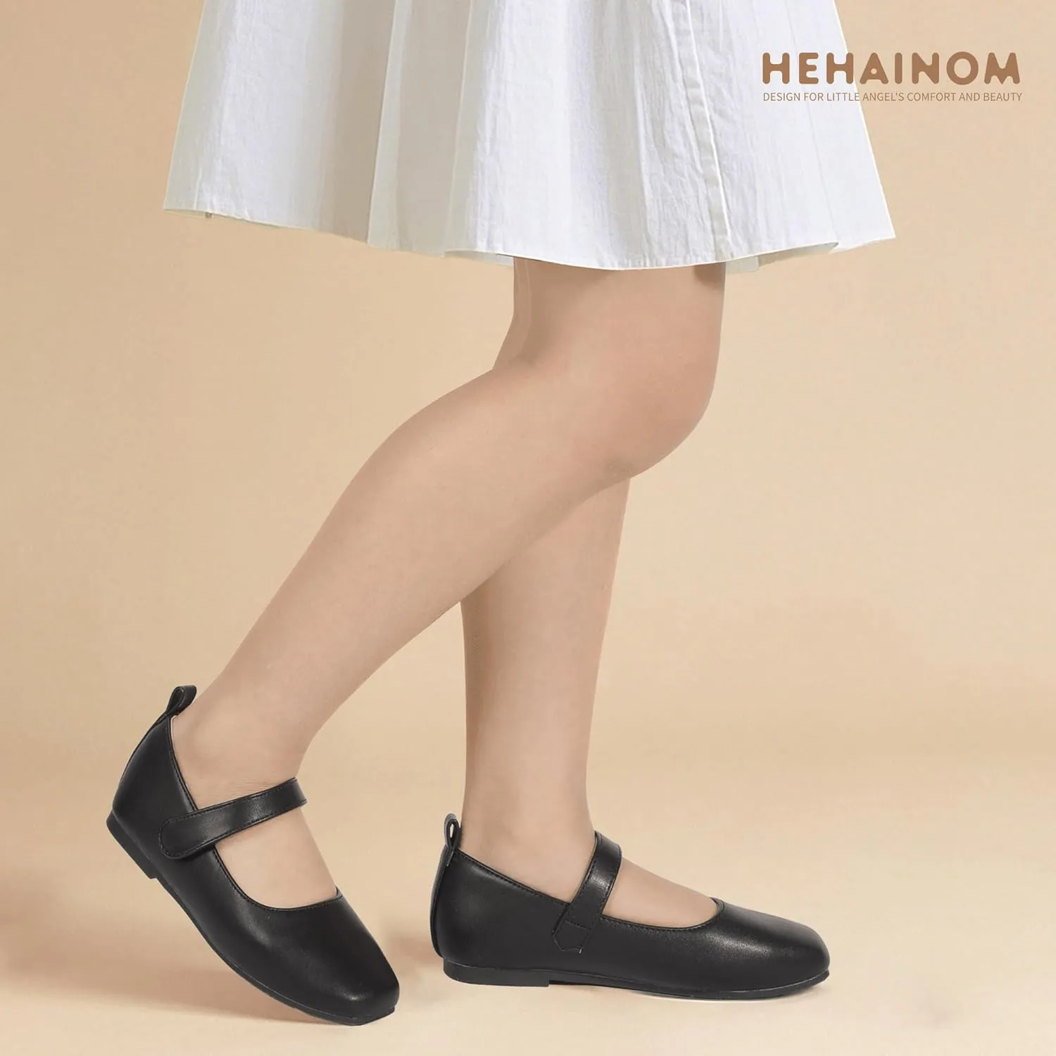 Hehainom Girls Dress Shoes Flower Girl Toddler Little Big Kids Square Toe Flats Mary Jane Wedding School Shoes