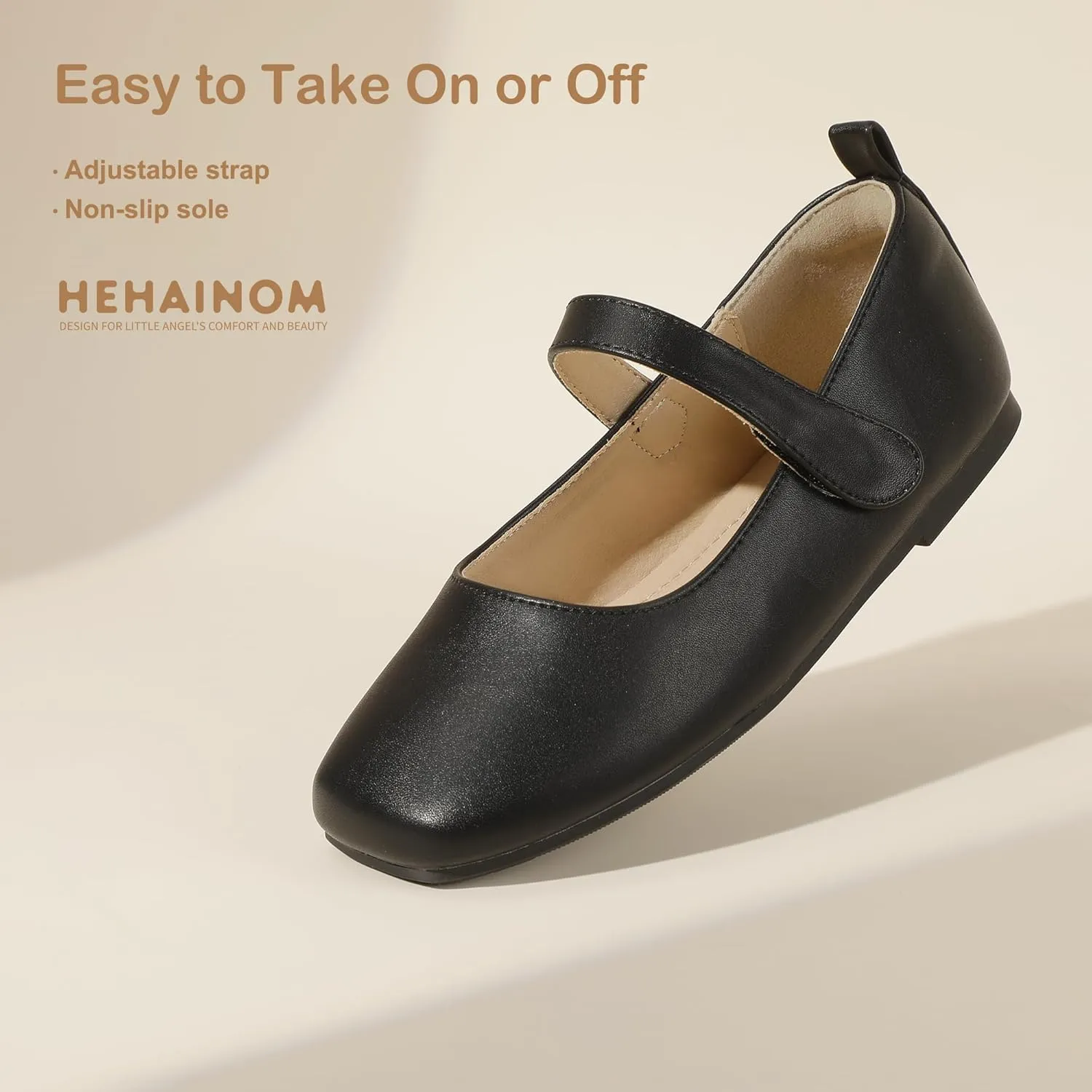 Hehainom Girls Dress Shoes Flower Girl Toddler Little Big Kids Square Toe Flats Mary Jane Wedding School Shoes