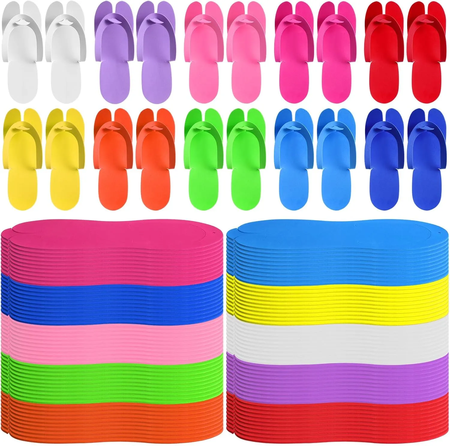 JaGely 100 Pair Disposable Pedicure Slippers Bulk Multicolor Flip Flop for Pedicure Anti Slip EVA Foam Spa Slipper Sandal Disposable Shoe Kit for Women Nail Bath Salon Party Supplies