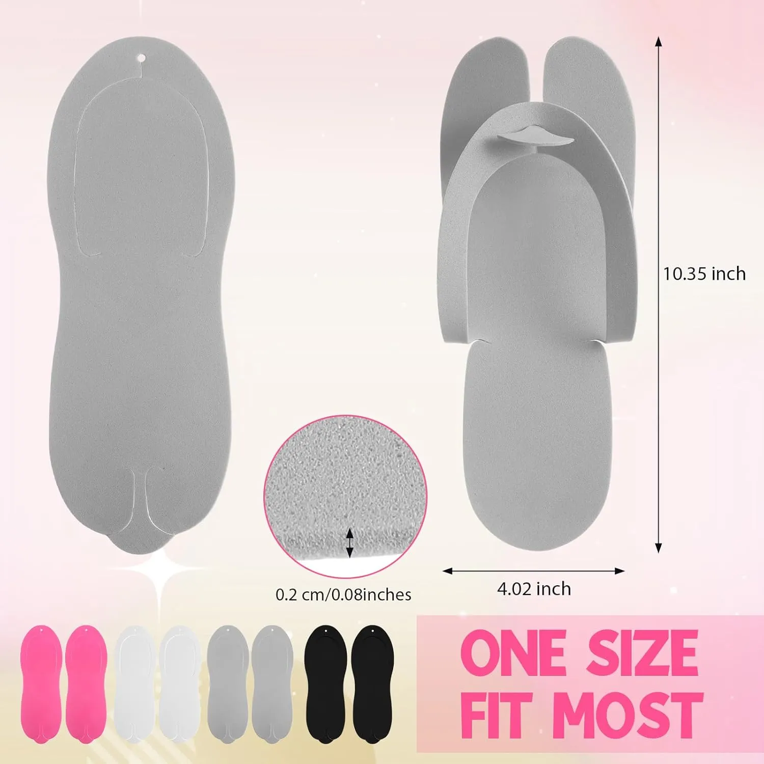 JaGely 100 Pair Disposable Pedicure Slippers Bulk Multicolor Flip Flop for Pedicure Anti Slip EVA Foam Spa Slipper Sandal Disposable Shoe Kit for Women Nail Bath Salon Party Supplies