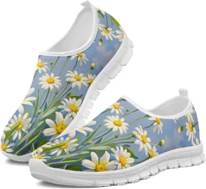 Jeiento Yellow Sunflowers Butterfly Loafers for Women Slip on Casual Walking Shoes