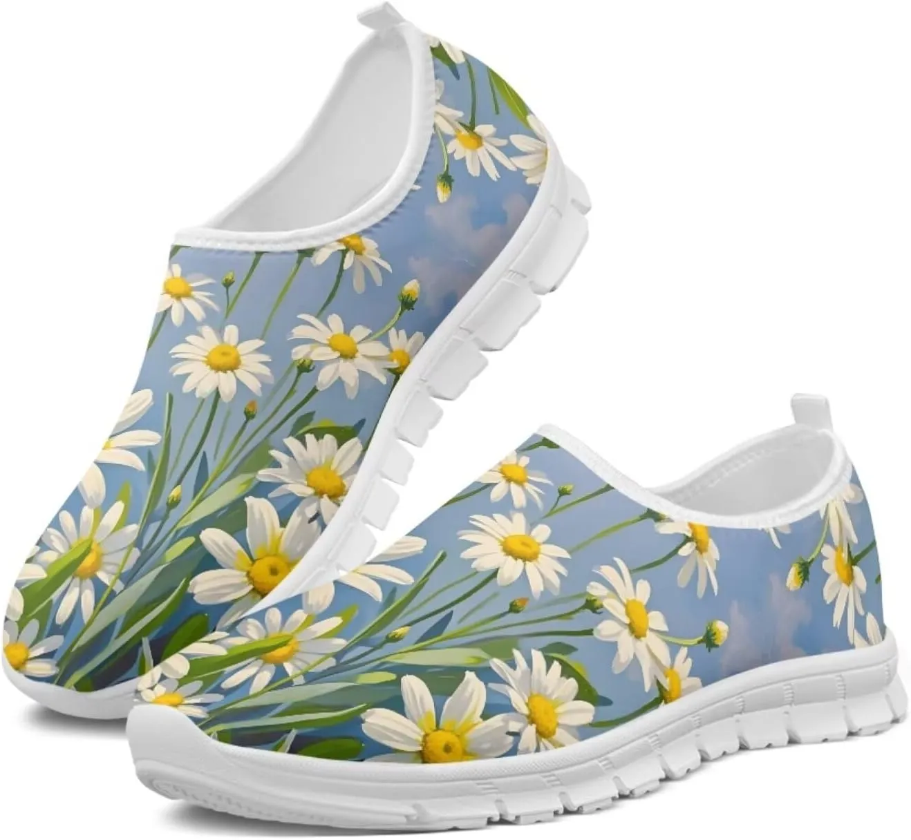 Jeiento Yellow Sunflowers Butterfly Loafers for Women Slip on Casual Walking Shoes