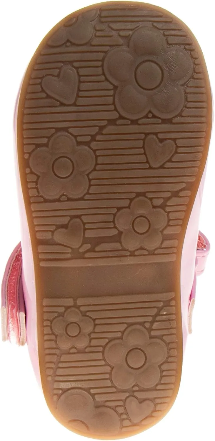 Josmo Baby-Girl's Mary Jane Flats with Flower Infants Toddlers Dress Shoe Maryjane Loafer