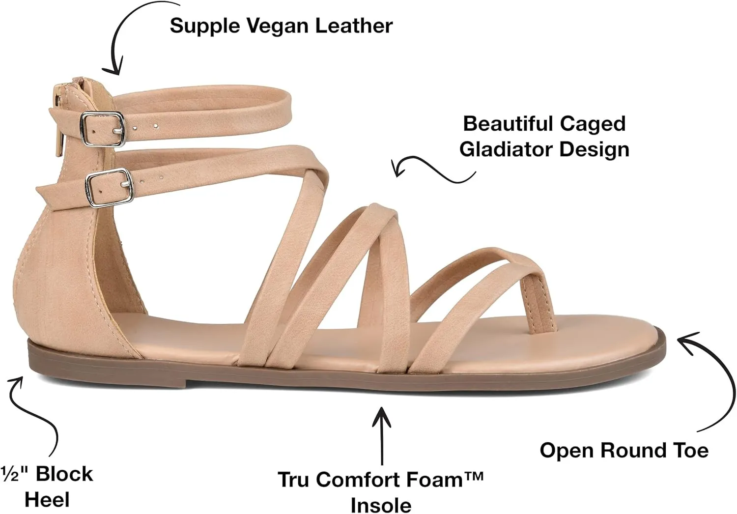 Journee Womens Zailie Tru Comfort Foam Flat Sandals