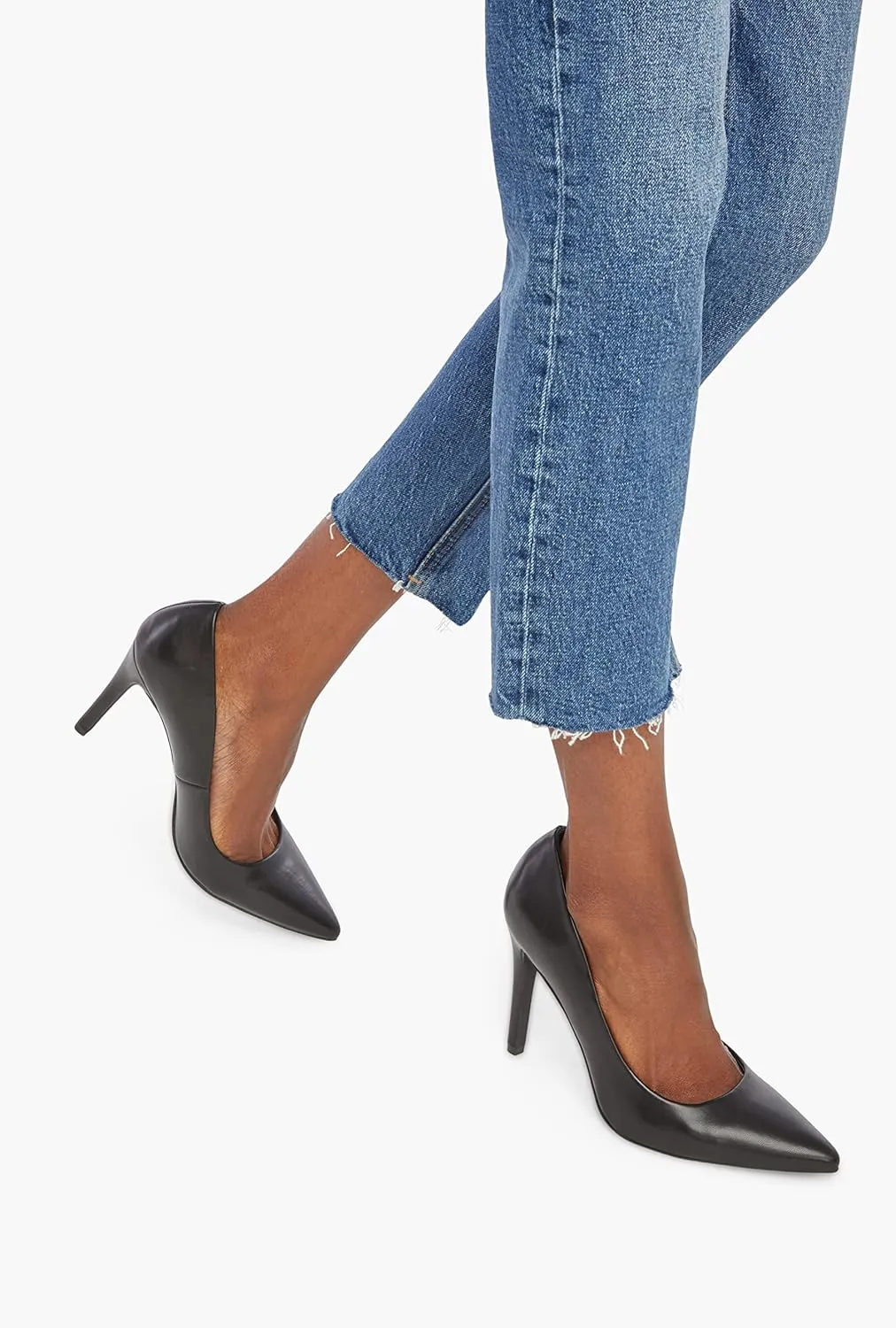 JustFab Women's Pointed Toe High Stiletto Heels Slingback Stretch Slip-on Pumps Backless Patent Suede Fashion Dress Shoes for Women