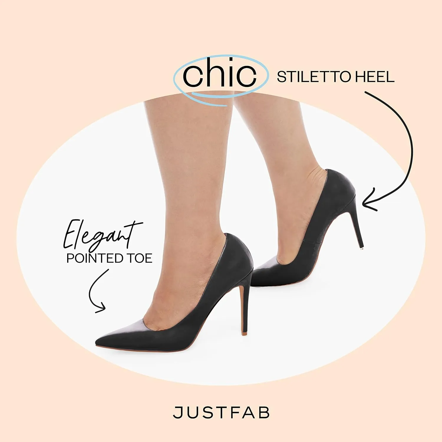 JustFab Women's Pointed Toe High Stiletto Heels Slingback Stretch Slip-on Pumps Backless Patent Suede Fashion Dress Shoes for Women