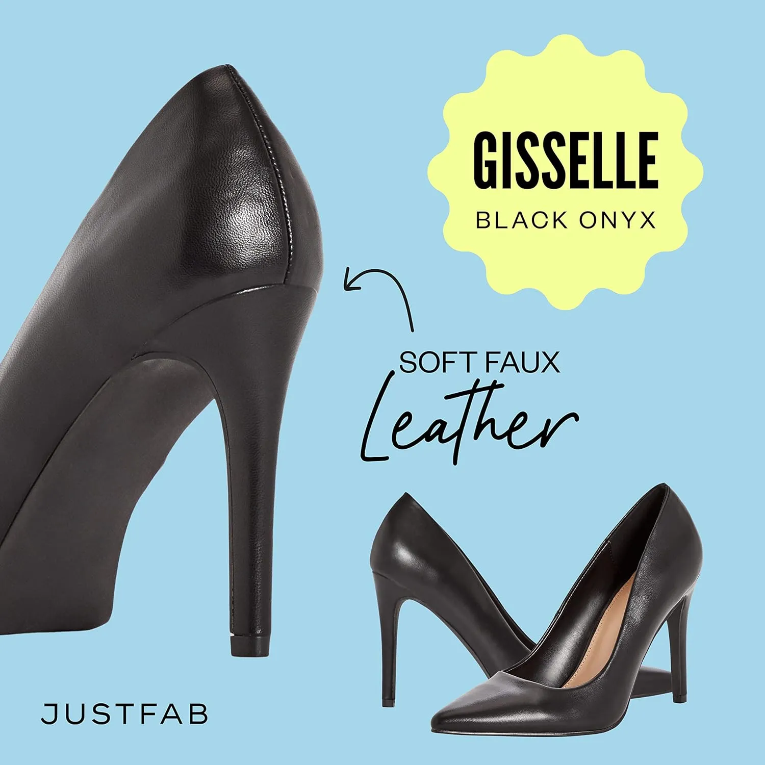 JustFab Women's Pointed Toe High Stiletto Heels Slingback Stretch Slip-on Pumps Backless Patent Suede Fashion Dress Shoes for Women