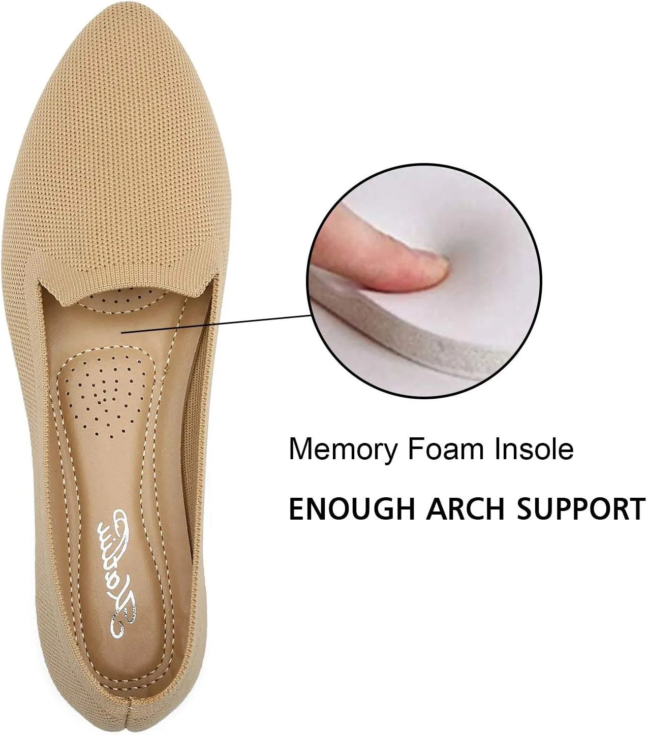 katliu Women's Flats Knit Comfort Pointed Toe Ballet Flats Shoes Casual Slip On Shoes
