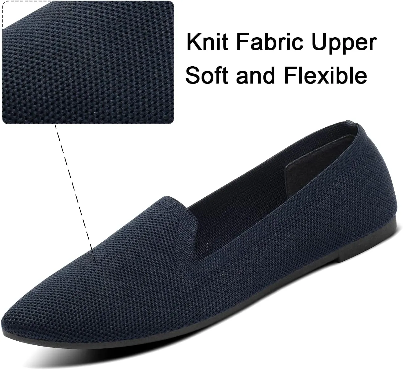 katliu Women's Flats Knit Comfort Pointed Toe Ballet Flats Shoes Casual Slip On Shoes