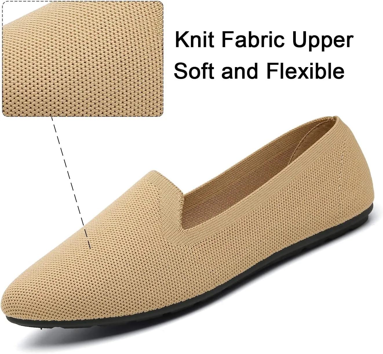katliu Women's Flats Knit Comfort Pointed Toe Ballet Flats Shoes Casual Slip On Shoes