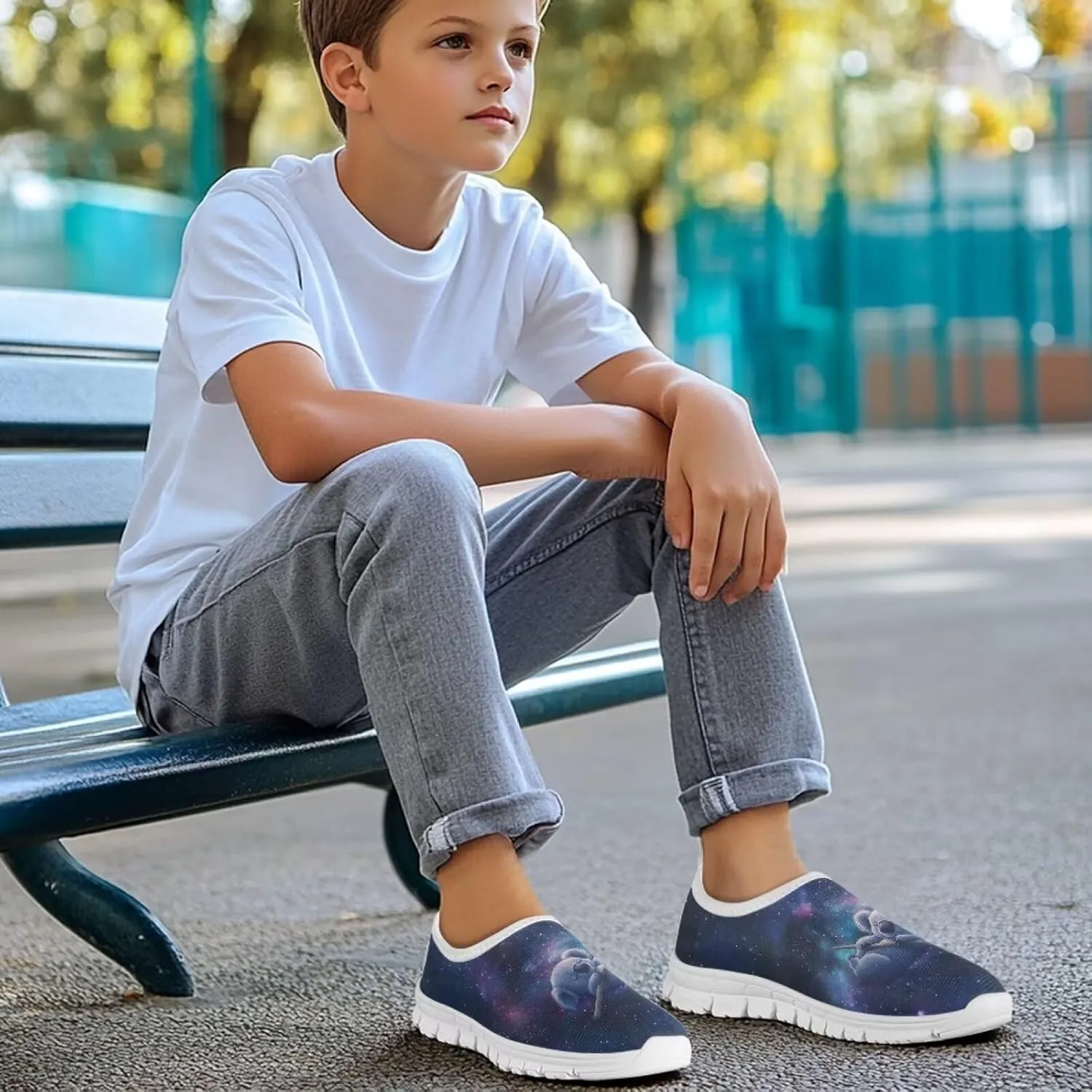 Kids School Running Athletic Shoes Girls Slip On Sneakers for Travel