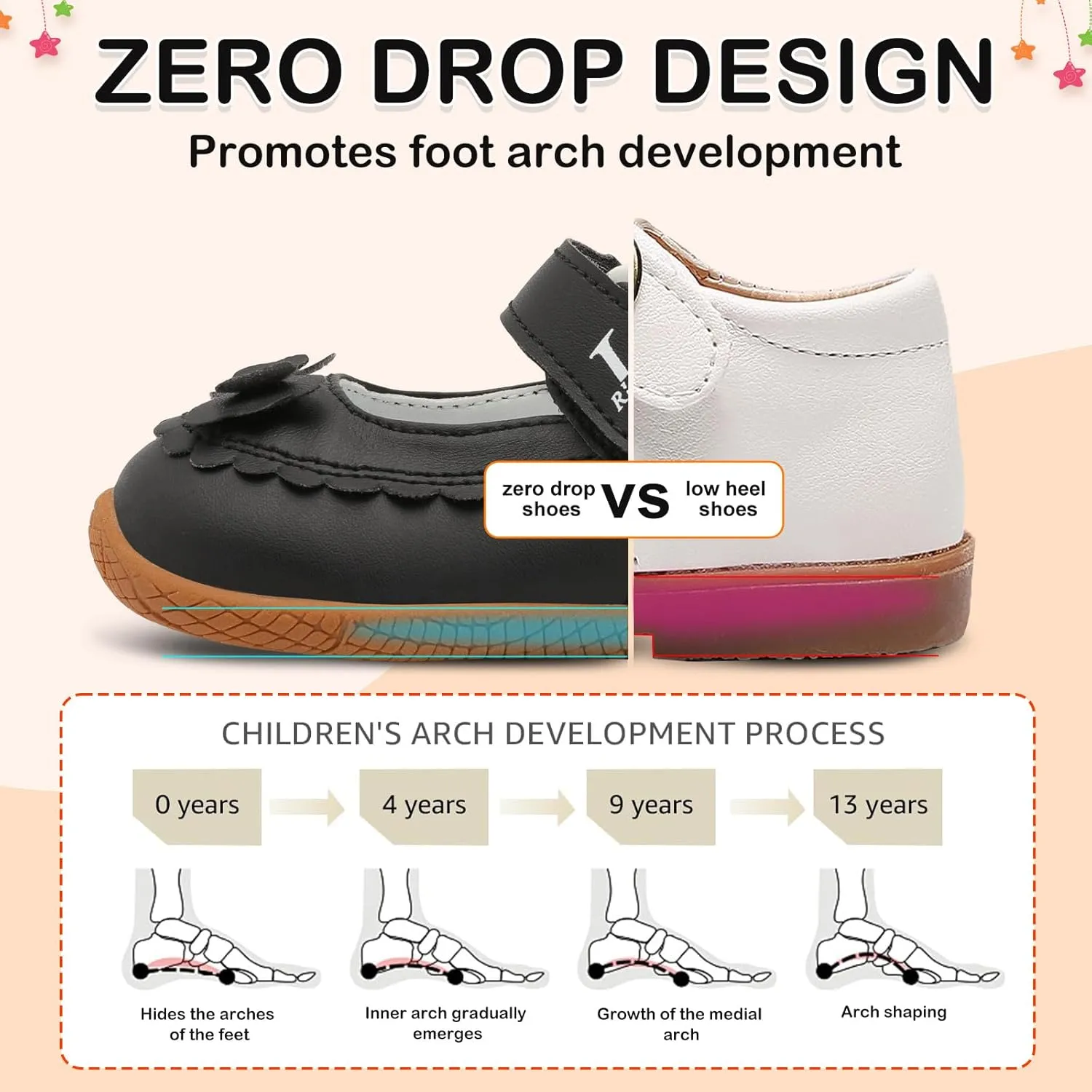 L-RUN Toddler Girl Mary Jane Dress Shoes Little Girls Uniform School Shoes Non-Slip Ballet Flats Flower Girls Shoes for Wedding Party Concert