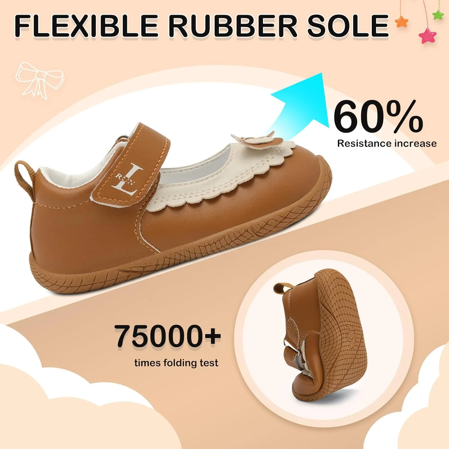 L-RUN Toddler Girl Mary Jane Dress Shoes Little Girls Uniform School Shoes Non-Slip Ballet Flats Flower Girls Shoes for Wedding Party Concert