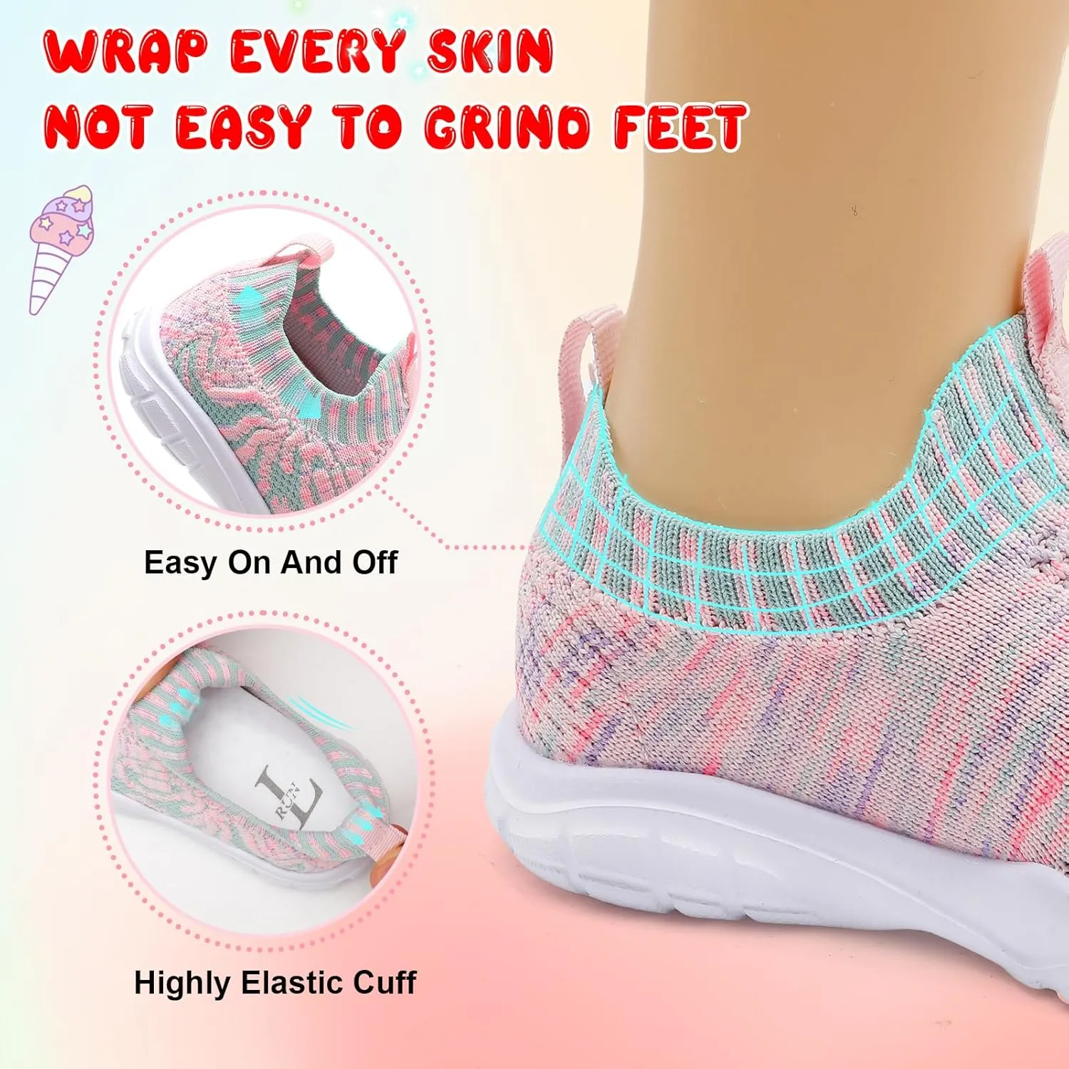 L-RUN Toddler Shoes Barefoot Kids Sneakers Wide Toe Box Boys Girls Tennis Shoes Lightweight Baby Walking Shoes Slip on Shoes
