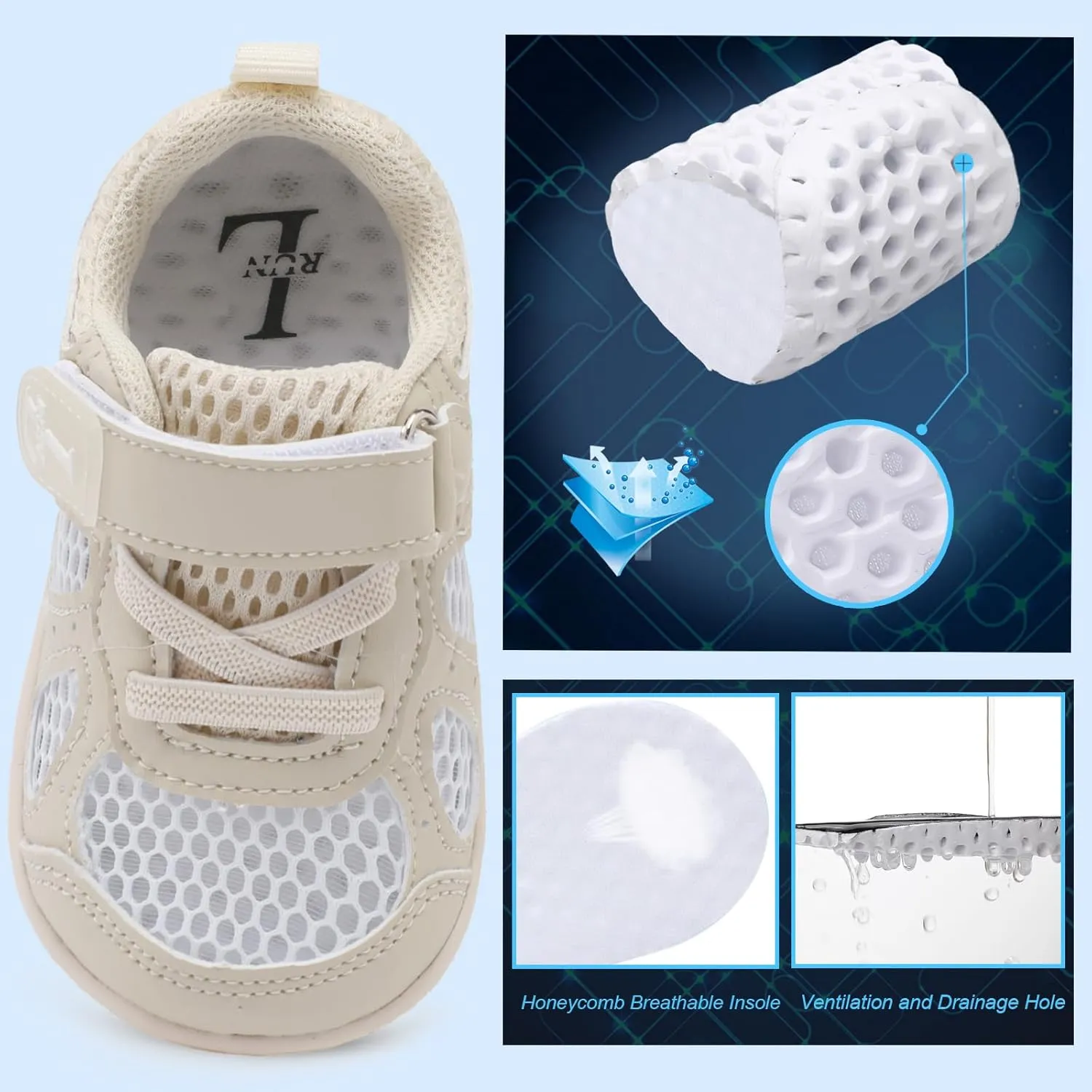 L-RUN Toddler Sneakers Boys Girls Barefoot Summer Walking Shoes Toddler Boy Tennis Shoes Mesh Lightweight
