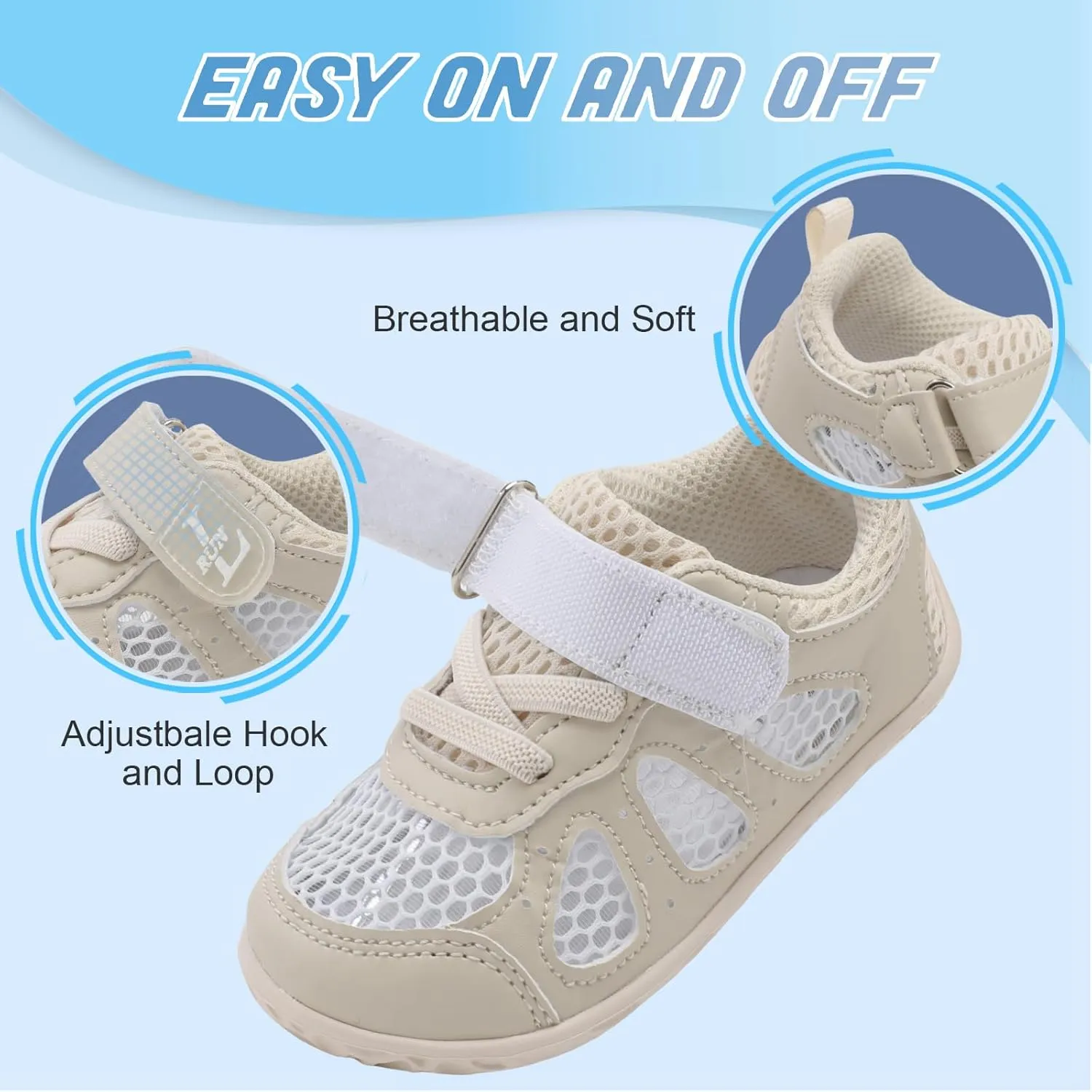 L-RUN Toddler Sneakers Boys Girls Barefoot Summer Walking Shoes Toddler Boy Tennis Shoes Mesh Lightweight