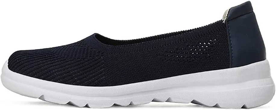 LLTMALL Women's Mesh Slip on Sneakers Comfortable Knit Ballet Flats Shoes