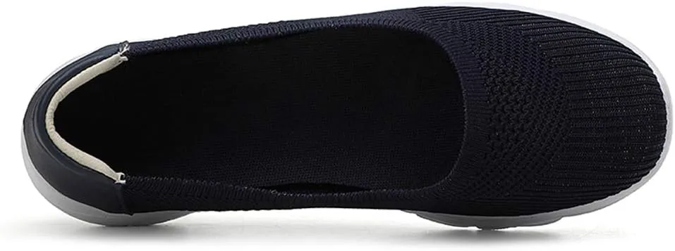 LLTMALL Women's Mesh Slip on Sneakers Comfortable Knit Ballet Flats Shoes