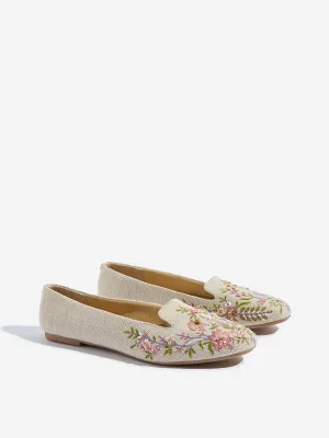 LUNA BLU Pink Floral Embroidered Loafers