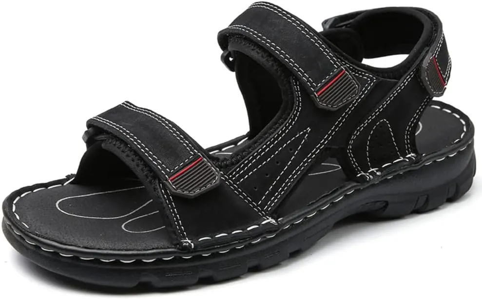 Maylrvjv Men's Outdoor Sports Sandals Lightweight Comfortable Hiking Walking Leather Casual Sandals Water Shoes