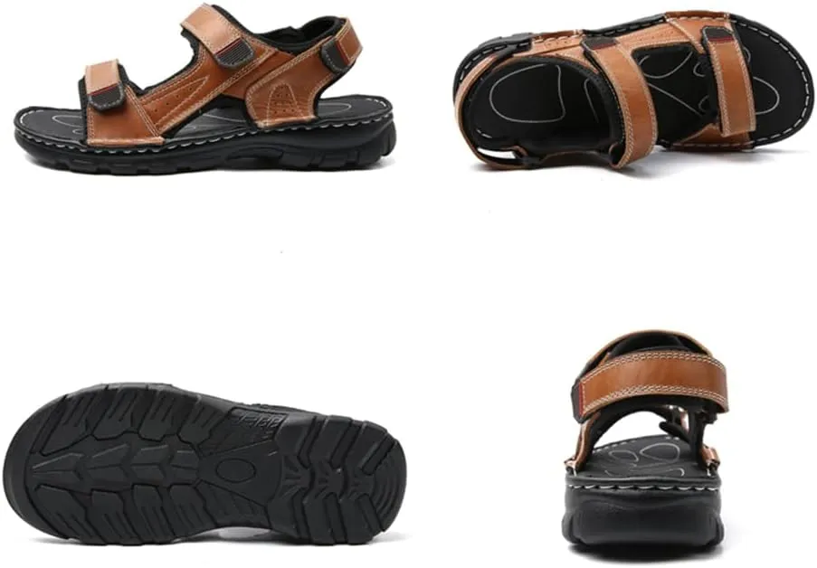 Maylrvjv Men's Outdoor Sports Sandals Lightweight Comfortable Hiking Walking Leather Casual Sandals Water Shoes