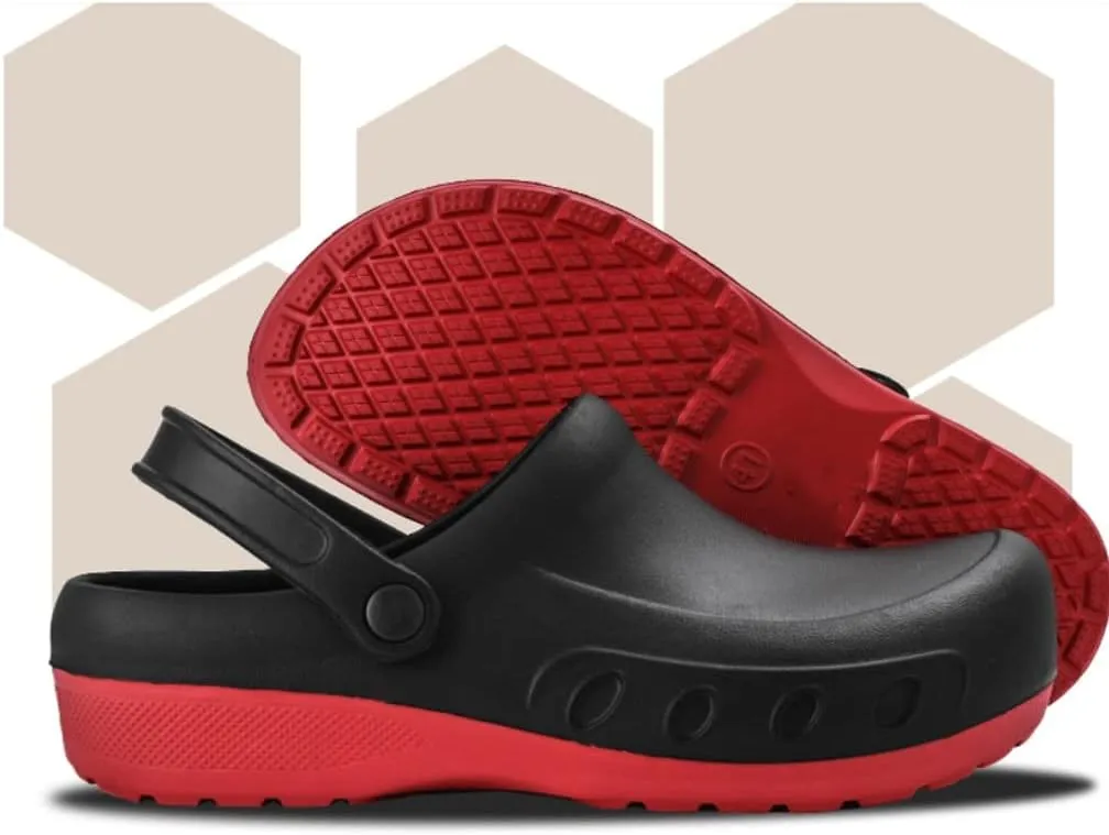 Men Chef Clogs Men Kitchen Shoes Injection Shoes Anti-Slip Outsole Garden Clogs Sandal Big(White-Patch Five-Pointed star4,49 Code)