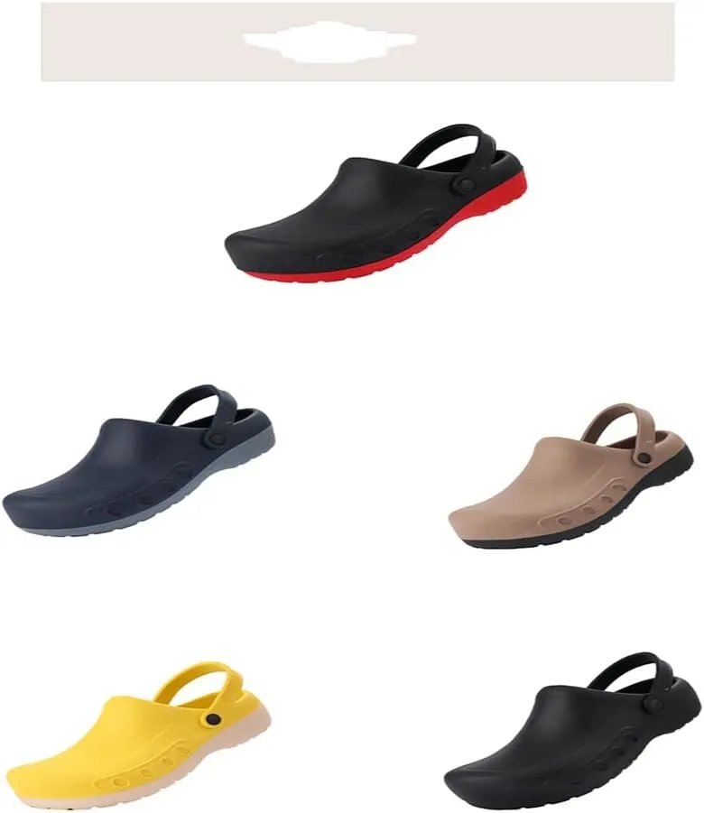 Men Chef Clogs Men Kitchen Shoes Injection Shoes Anti-Slip Outsole Garden Clogs Sandal Big(White-Patch Five-Pointed star4,49 Code)
