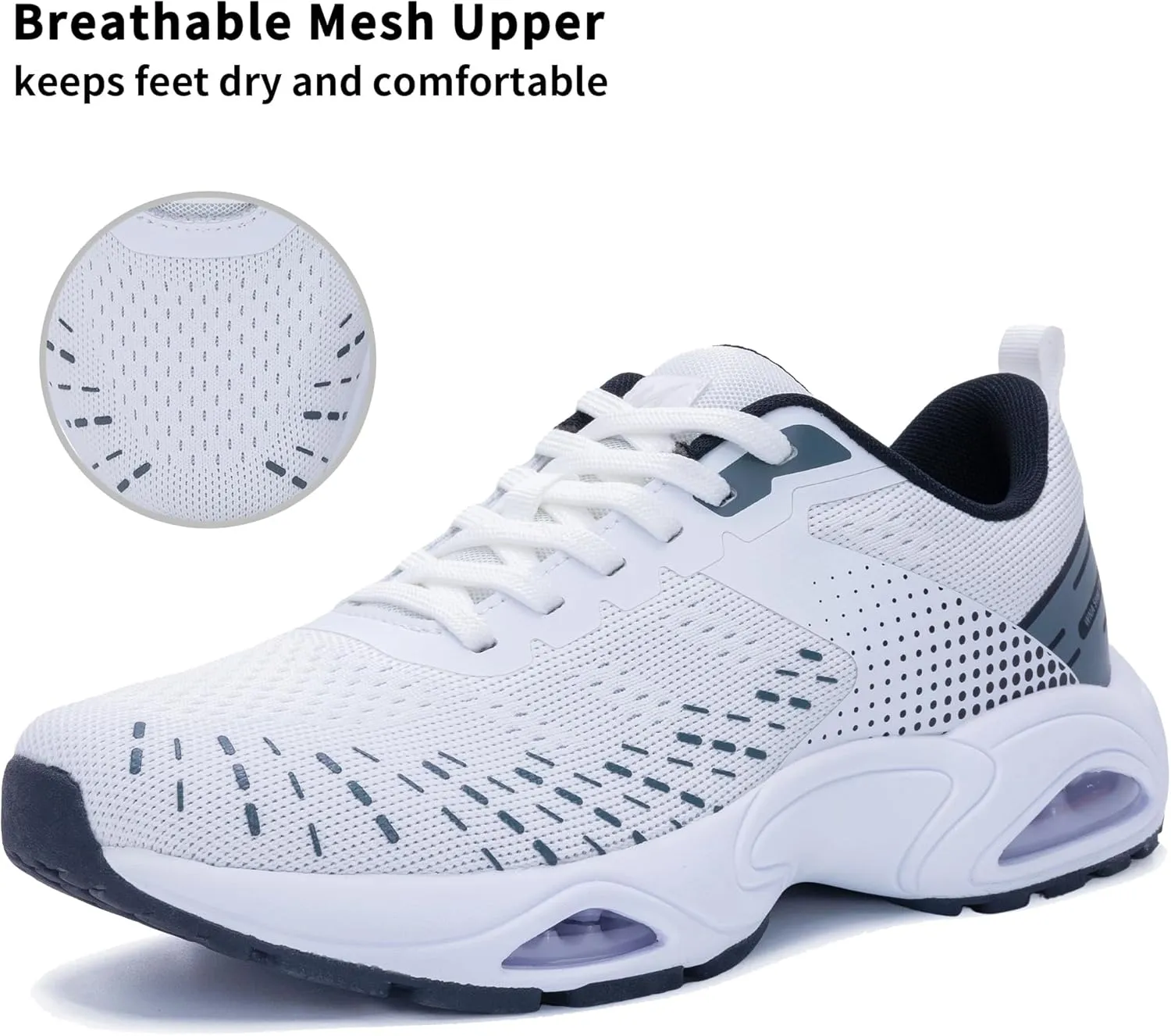 Men Running Shoes with Dual cushionings Breathable Lightweight Tennis Walking Sneakers Memory Foam Athletic Sport Shoes