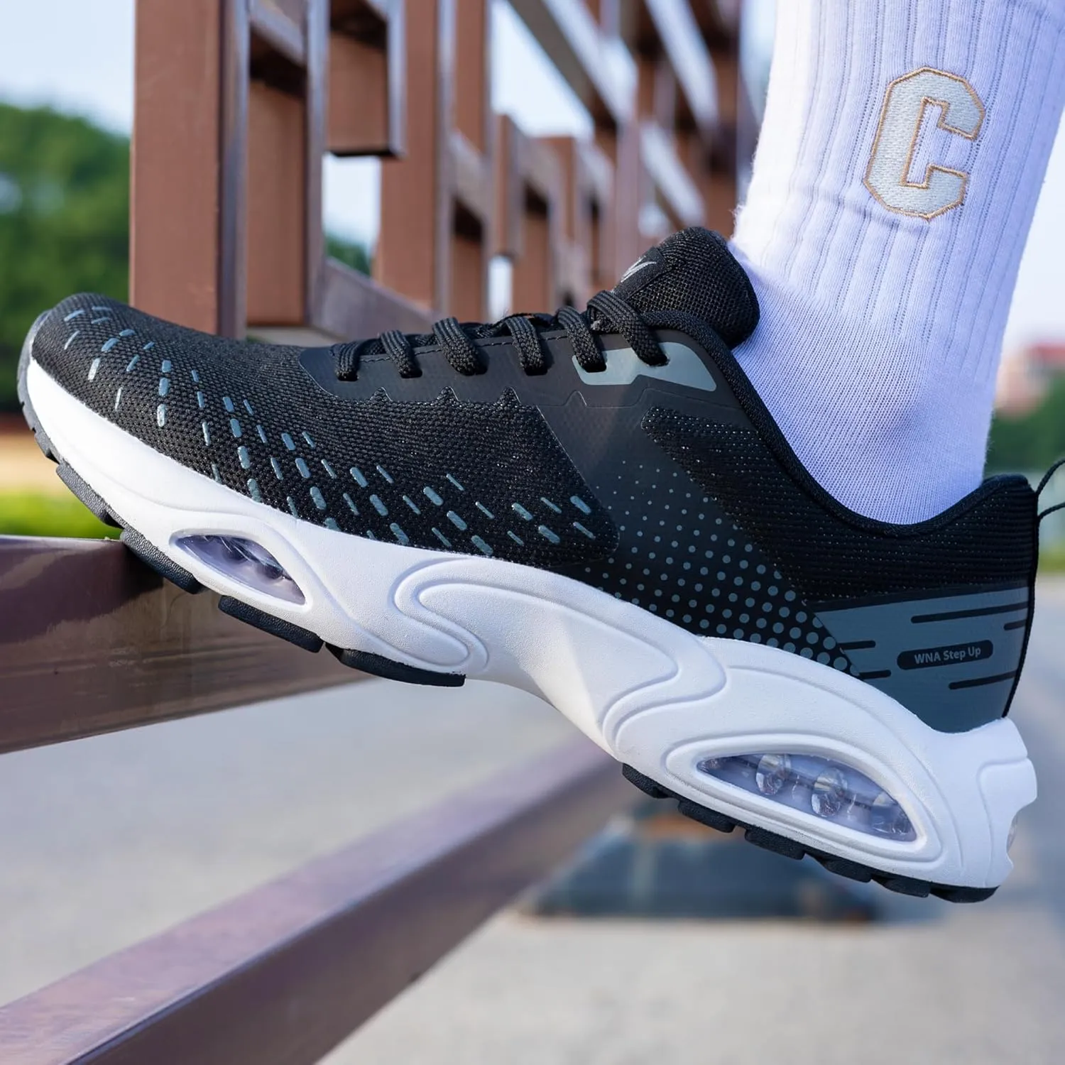 Men Running Shoes with Dual cushionings Breathable Lightweight Tennis Walking Sneakers Memory Foam Athletic Sport Shoes
