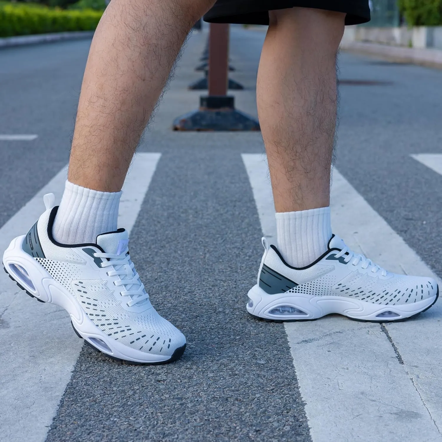 Men Running Shoes with Dual cushionings Breathable Lightweight Tennis Walking Sneakers Memory Foam Athletic Sport Shoes