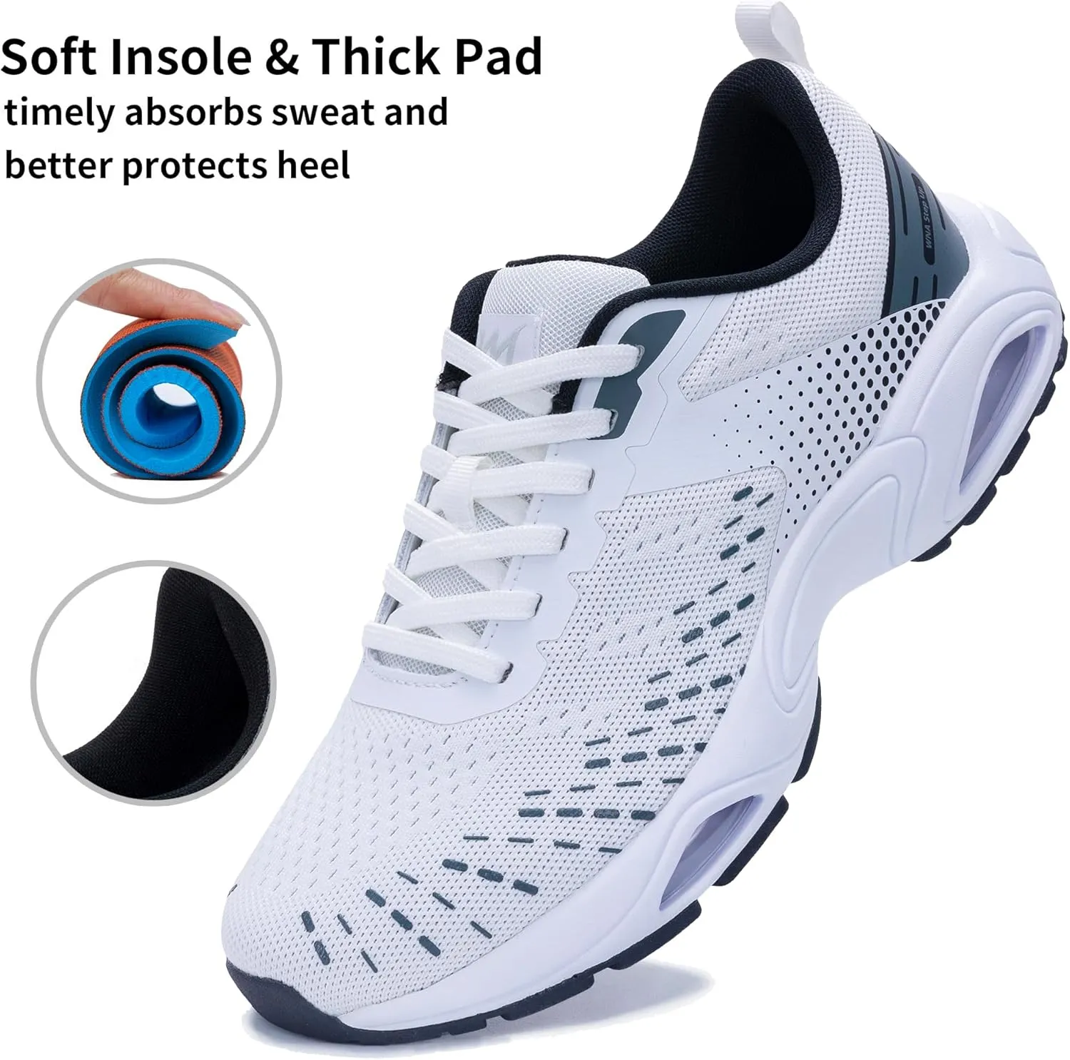 Men Running Shoes with Dual cushionings Breathable Lightweight Tennis Walking Sneakers Memory Foam Athletic Sport Shoes