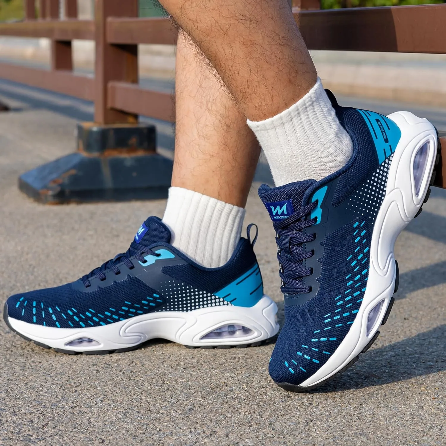 Men Running Shoes with Dual cushionings Breathable Lightweight Tennis Walking Sneakers Memory Foam Athletic Sport Shoes