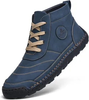 Men's Casual Leather Handmade High Boots Fashion Lace-Up Non-Slip Sneakers Outdoor Comfort Retro Walking Driving Ankle Chukka Bootie