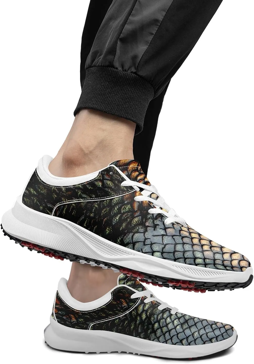 Men's Dragon Golf Shoes, Athletic Spikeless Golf Sneakers Non-Slip Cushion Waterproof Walking Shoes for Women