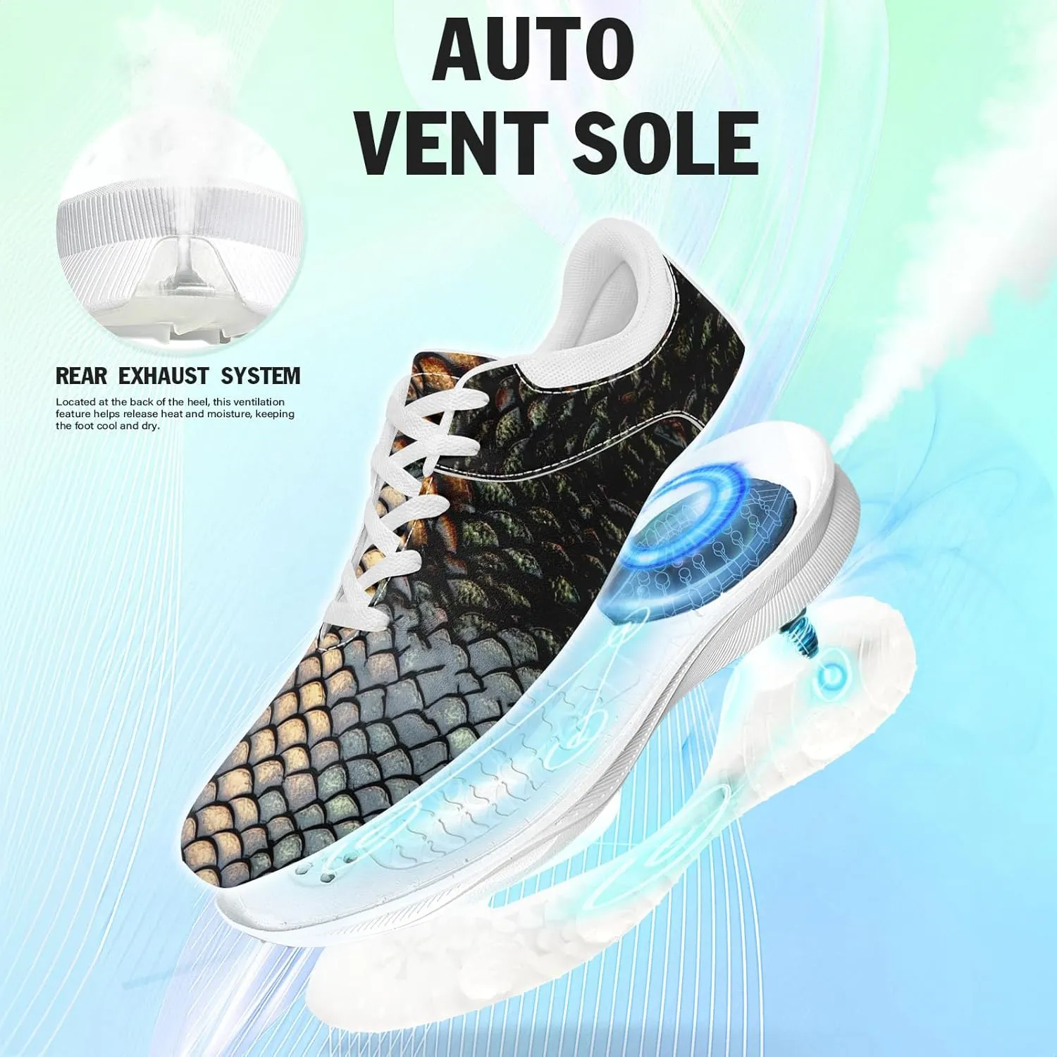 Men's Dragon Golf Shoes, Athletic Spikeless Golf Sneakers Non-Slip Cushion Waterproof Walking Shoes for Women