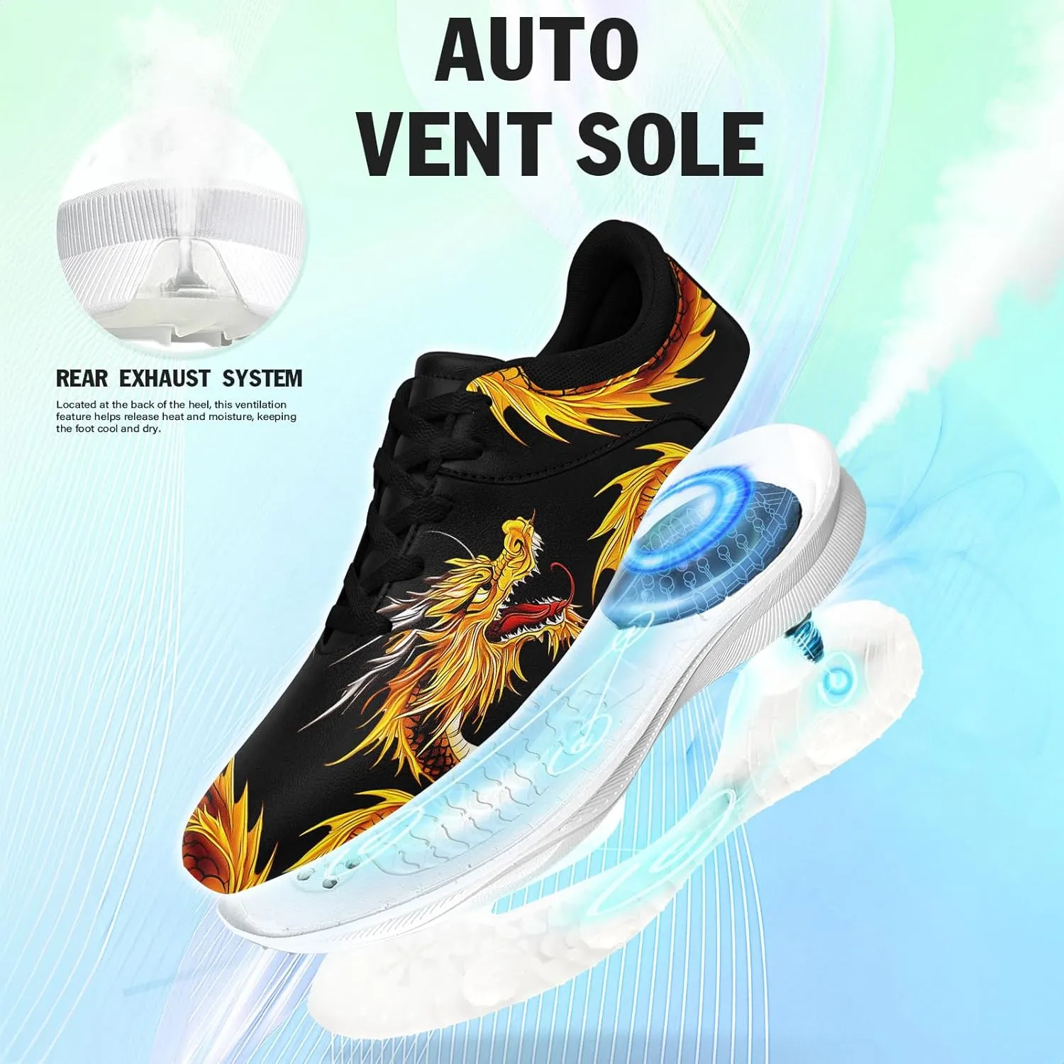 Men's Dragon Golf Shoes, Athletic Spikeless Golf Sneakers Non-Slip Cushion Waterproof Walking Shoes for Women