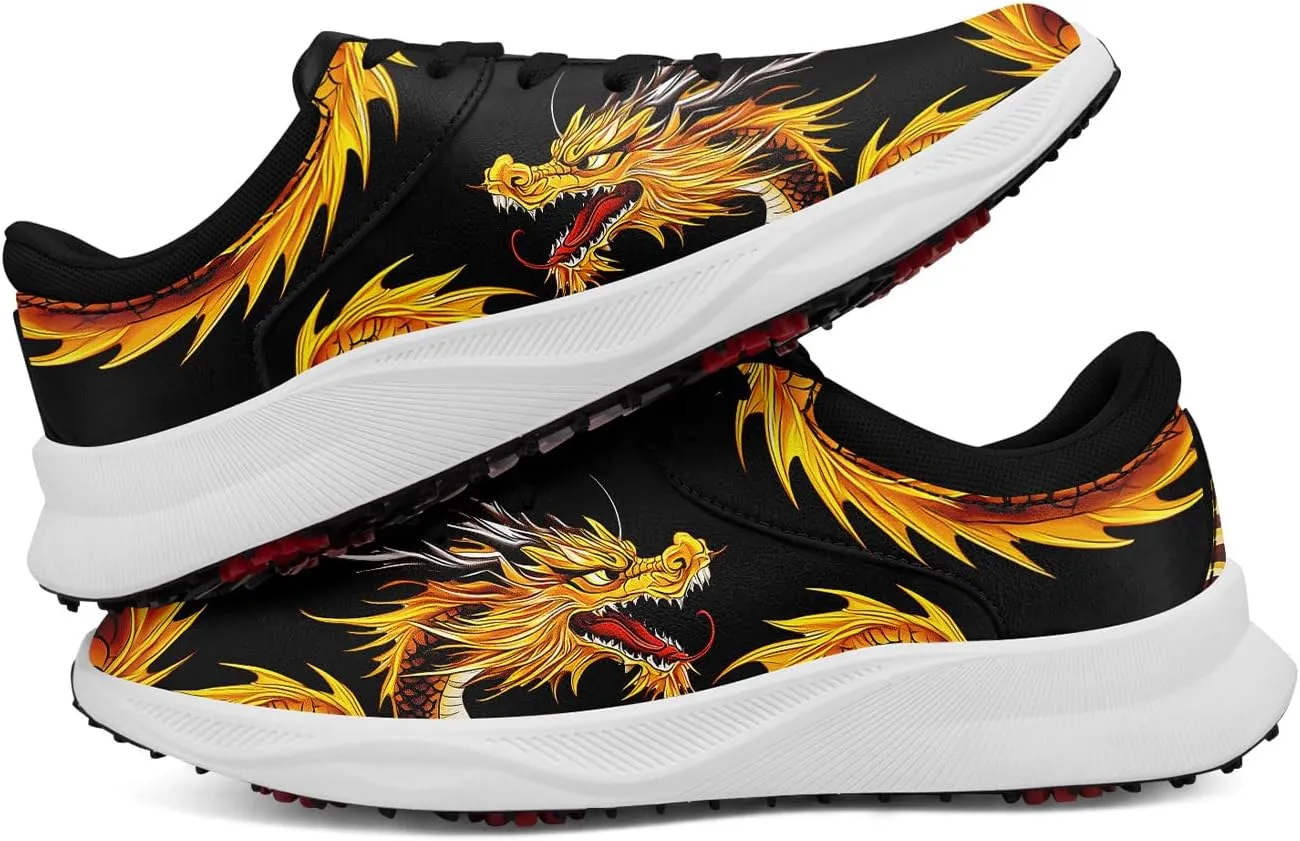 Men's Dragon Golf Shoes, Athletic Spikeless Golf Sneakers Non-Slip Cushion Waterproof Walking Shoes for Women