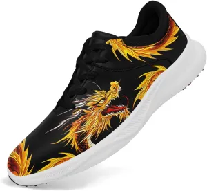 Men's Dragon Golf Shoes, Athletic Spikeless Golf Sneakers Non-Slip Cushion Waterproof Walking Shoes for Women