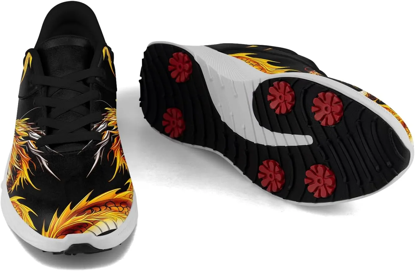 Men's Dragon Golf Shoes, Athletic Spikeless Golf Sneakers Non-Slip Cushion Waterproof Walking Shoes for Women