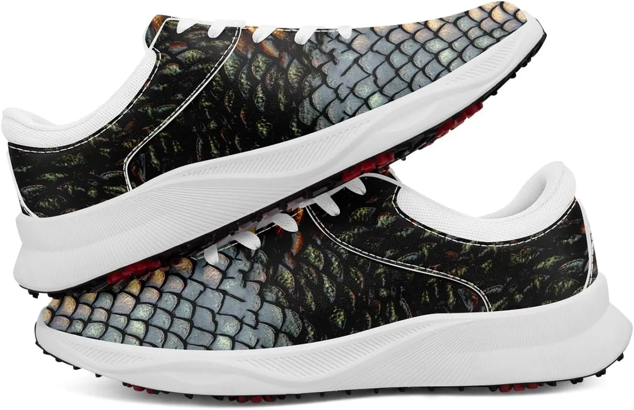 Men's Dragon Golf Shoes, Athletic Spikeless Golf Sneakers Non-Slip Cushion Waterproof Walking Shoes for Women