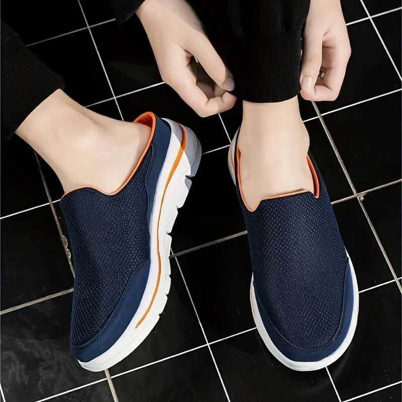 Men's Slip-on Mules Half Sneakers, Casual Walking Shoes Outdoor, Backless Sneakers, Open Back Shoes